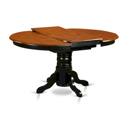 East West Furniture 7 Piece Kitchen Table Set- A Round Dining Room Table and 6 Dining Chairs, Black & Cherry (Seat Options)