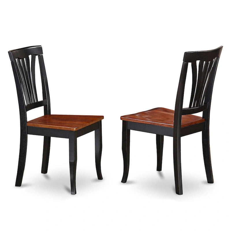 East West Furniture 7 Piece Kitchen Table Set- A Round Dining Room Table and 6 Dining Chairs, Black & Cherry (Seat Options)