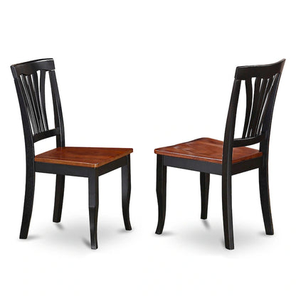 East West Furniture 7 Piece Kitchen Table Set- A Round Dining Room Table and 6 Dining Chairs, Black & Cherry (Seat Options)