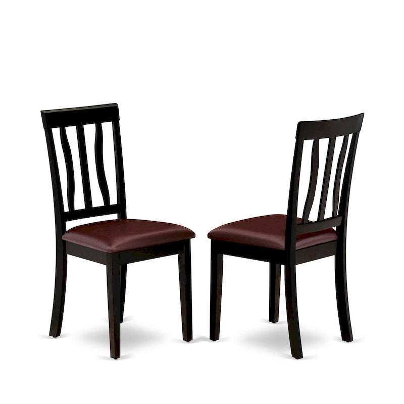 East West Furniture 7 Piece Kitchen Table Set- A Round Dining Room Table and 6 Dining Chairs, Black & Cherry (Seat Options)