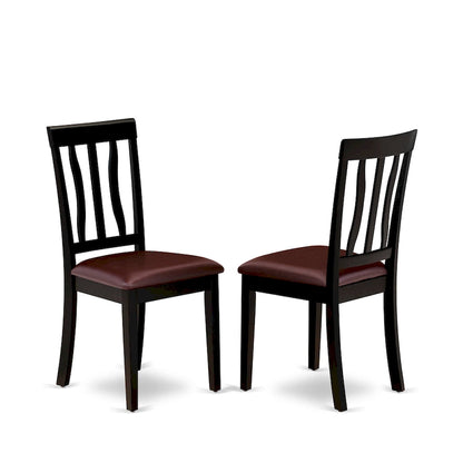 East West Furniture 7 Piece Kitchen Table Set- A Round Dining Room Table and 6 Dining Chairs, Black & Cherry (Seat Options)