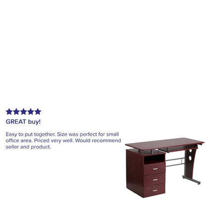 Pedestal 3-drawer Computer Desk with Keyboard Tray