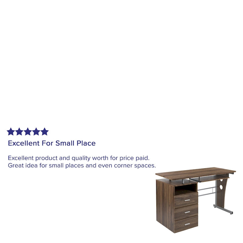 Pedestal 3-drawer Computer Desk with Keyboard Tray