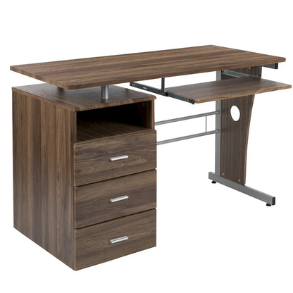 Pedestal 3-drawer Computer Desk with Keyboard Tray