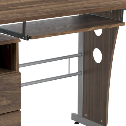 Pedestal 3-drawer Computer Desk with Keyboard Tray