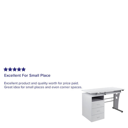 Pedestal 3-drawer Computer Desk with Keyboard Tray