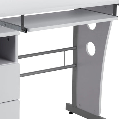 Pedestal 3-drawer Computer Desk with Keyboard Tray