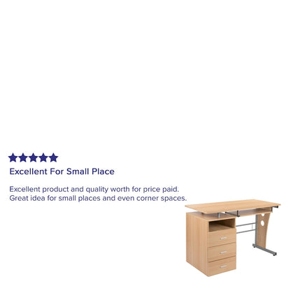 Pedestal 3-drawer Computer Desk with Keyboard Tray