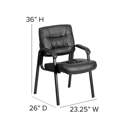 LeatherSoft Executive Side Reception Lounge Chair with Titanium Gray Frame