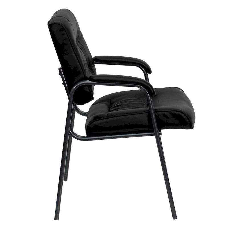 LeatherSoft Executive Side Reception Lounge Chair with Titanium Gray Frame