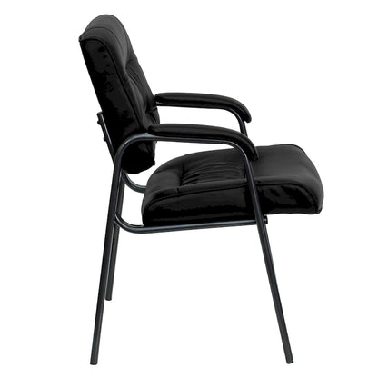 LeatherSoft Executive Side Reception Lounge Chair with Titanium Gray Frame