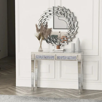 Glam Mirrored 2 Drawer Desk Console Table - 29.92 H X 39.37 W X 13.78 D