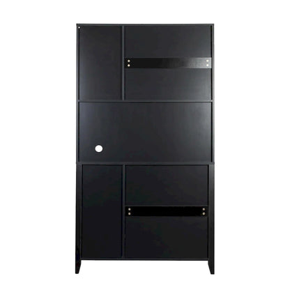Large Kitchen Pantry Storage Cabinet with Glass Doors