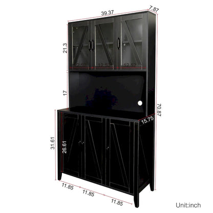 Large Kitchen Pantry Storage Cabinet with Glass Doors