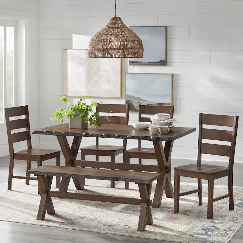 Simple Living Mandeville 6-piece Solid Wood Dining Set with Bench