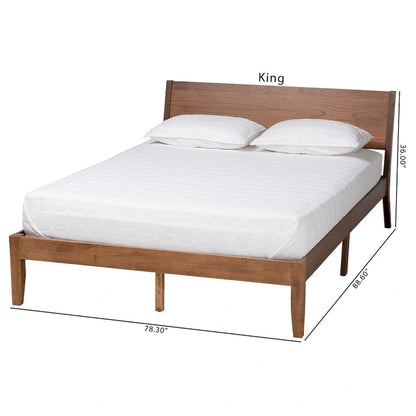 Salvatore Mid-Century Modern Walnut Brown Finished Wood Platform Bed