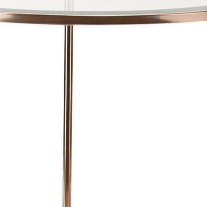 HomeRoots 26 Gold Glass And Iron Round End Table With Shelf - 24.25x24.25x26.25