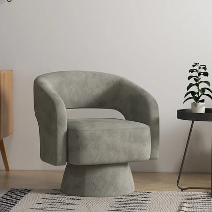 360 Degree Swivel Barrel Upholstered Modern Armchair