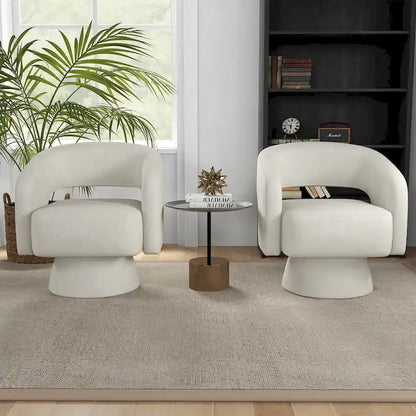 360 Degree Swivel Barrel Upholstered Modern Armchair