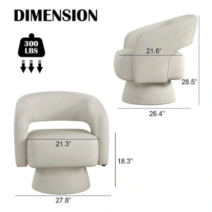 360 Degree Swivel Barrel Upholstered Modern Armchair
