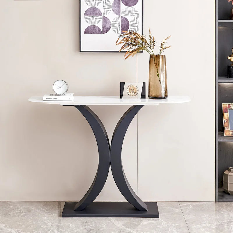 Modern Console Table, Exquisite shape design, Metal Frame with Adjustable foot pads for Entrance