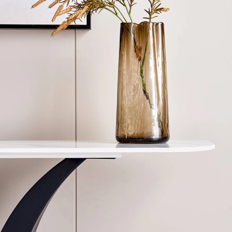 Modern Console Table, Exquisite shape design, Metal Frame with Adjustable foot pads for Entrance