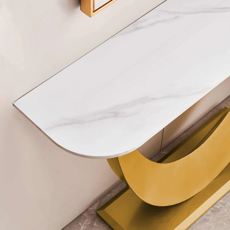 Modern Console Table, Exquisite shape design, Metal Frame with Adjustable foot pads for Entrance