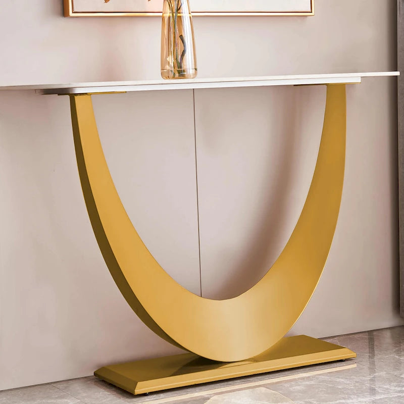 Modern Console Table, Exquisite shape design, Metal Frame with Adjustable foot pads for Entrance