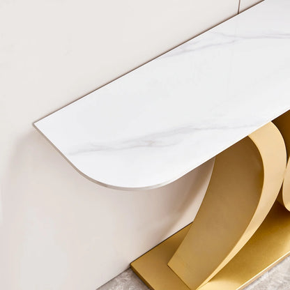 Modern Console Table, Exquisite shape design, Metal Frame with Adjustable foot pads for Entrance