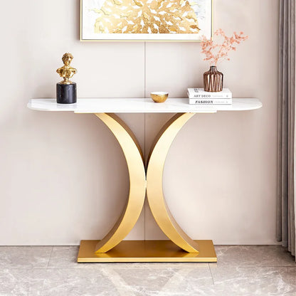 Modern Console Table, Exquisite shape design, Metal Frame with Adjustable foot pads for Entrance