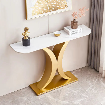 Modern Console Table, Exquisite shape design, Metal Frame with Adjustable foot pads for Entrance