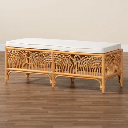 bali & pari Materra Modern bohemian Natural Brown Rattan Bench