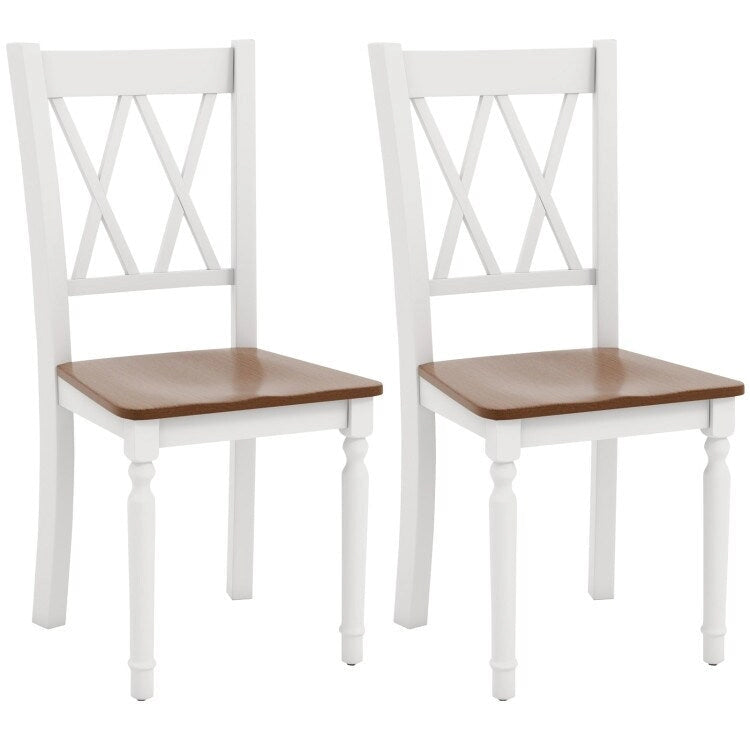 Wooden Farmhouse Kitchen Chairs with Rubber Wood Seat - 18 x 19 x 38