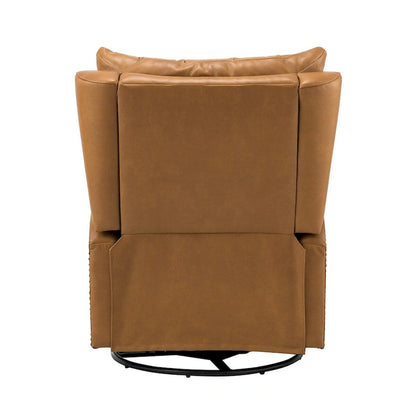Jordano Mid-century Genuine Leather Recliner with Metal Base by HULALA HOME