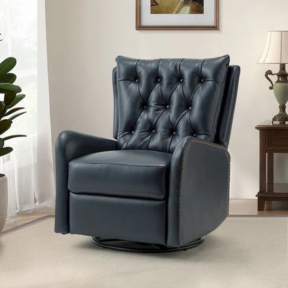 Jordano Mid-century Genuine Leather Recliner with Metal Base by HULALA HOME