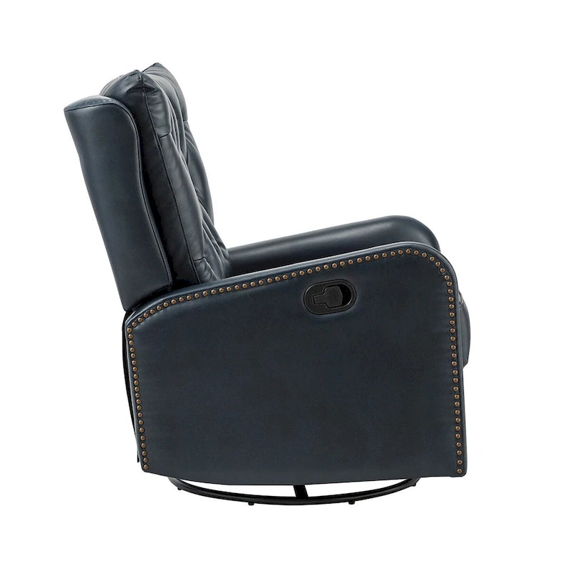 Jordano Mid-century Genuine Leather Recliner with Metal Base by HULALA HOME