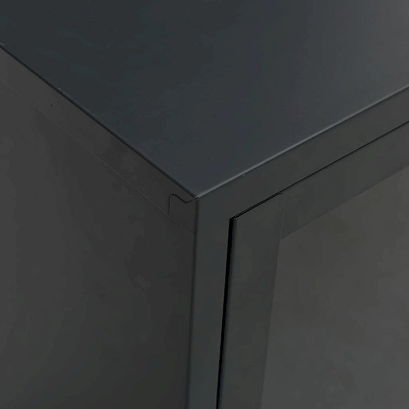 vidaXL TV Cabinet Black 41.3x13.7x20.4 Steel and Glass - 41.3 x 13.7 x 20.4 - 41.3 x 13.7 x 20.4