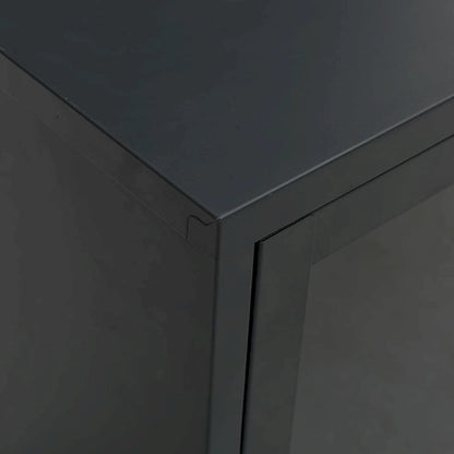 vidaXL TV Cabinet Black 41.3x13.7x20.4 Steel and Glass - 41.3 x 13.7 x 20.4 - 41.3 x 13.7 x 20.4