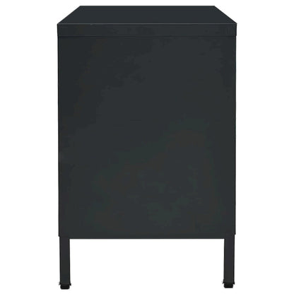 vidaXL TV Cabinet Black 41.3x13.7x20.4 Steel and Glass - 41.3 x 13.7 x 20.4 - 41.3 x 13.7 x 20.4