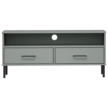 vidaXL TV Stand TV Console TV Console with Metal Legs Solid Wood Pine OSLO - 41.7 x 15.7 x 18.3