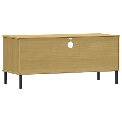 vidaXL TV Stand TV Console TV Console with Metal Legs Solid Wood Pine OSLO - 41.7 x 15.7 x 18.3