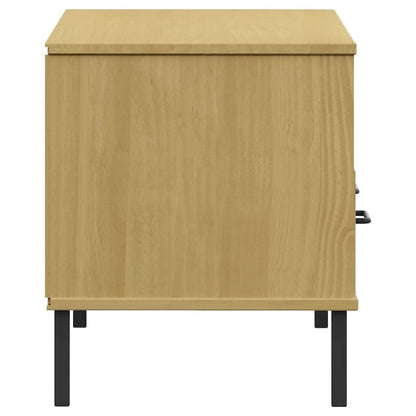 vidaXL TV Stand TV Console TV Console with Metal Legs Solid Wood Pine OSLO - 41.7 x 15.7 x 18.3