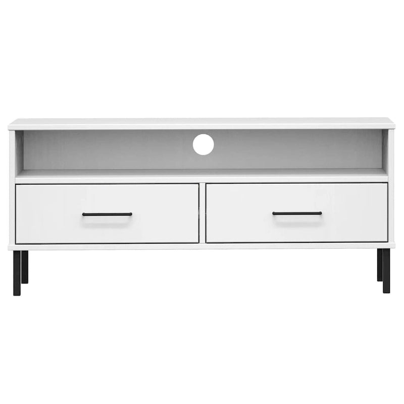 vidaXL TV Stand TV Console TV Console with Metal Legs Solid Wood Pine OSLO - 41.7 x 15.7 x 18.3