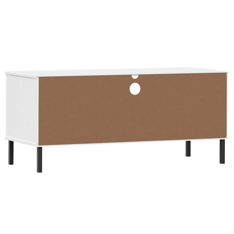 vidaXL TV Stand TV Console TV Console with Metal Legs Solid Wood Pine OSLO - 41.7 x 15.7 x 18.3