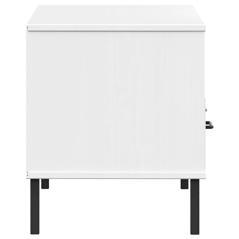 vidaXL TV Stand TV Console TV Console with Metal Legs Solid Wood Pine OSLO - 41.7 x 15.7 x 18.3