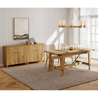 WAMPAT Rustic Modern Kitchen Dining Room Table for 6 People