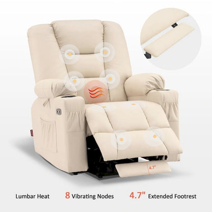 MCombo Small Power Lift Recliner Chair with Massage and Heat for Short Elderly People, Faux Leather 7569