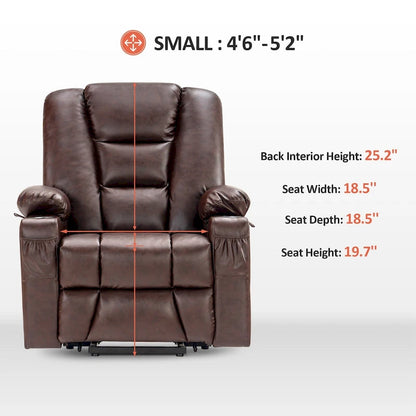 MCombo Small Power Lift Recliner Chair with Massage and Heat for Short Elderly People, Faux Leather 7569