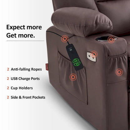 MCombo Small Power Lift Recliner Chair with Massage and Heat for Short Elderly People, Faux Leather 7569