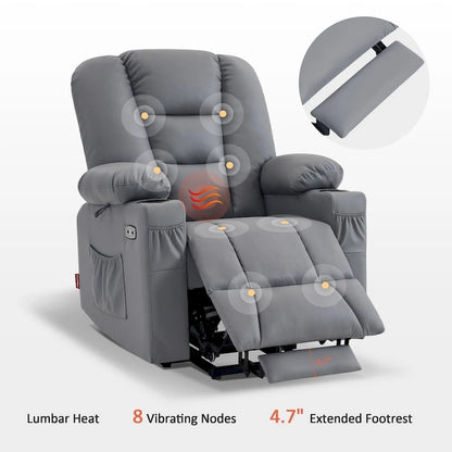MCombo Small Power Lift Recliner Chair with Massage and Heat for Short Elderly People, Faux Leather 7569